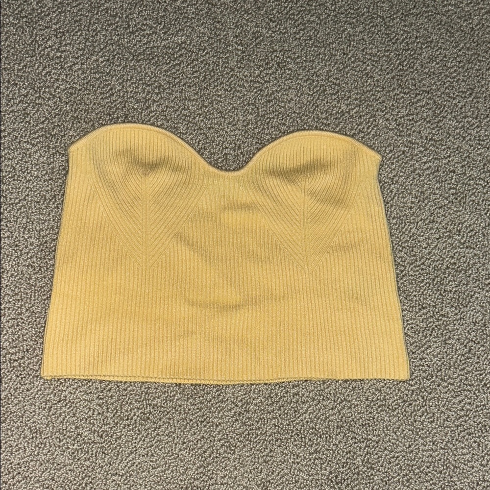 Beige Strapless Ribbed Top never worn